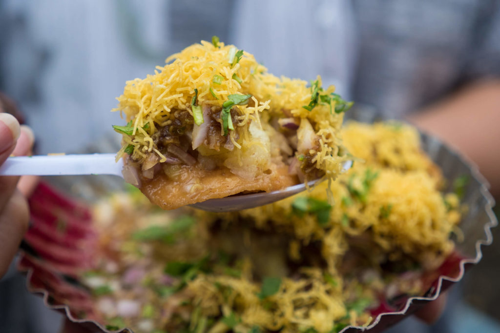 Famous Street Food of Mumbai - chaat, bhel, sev puri