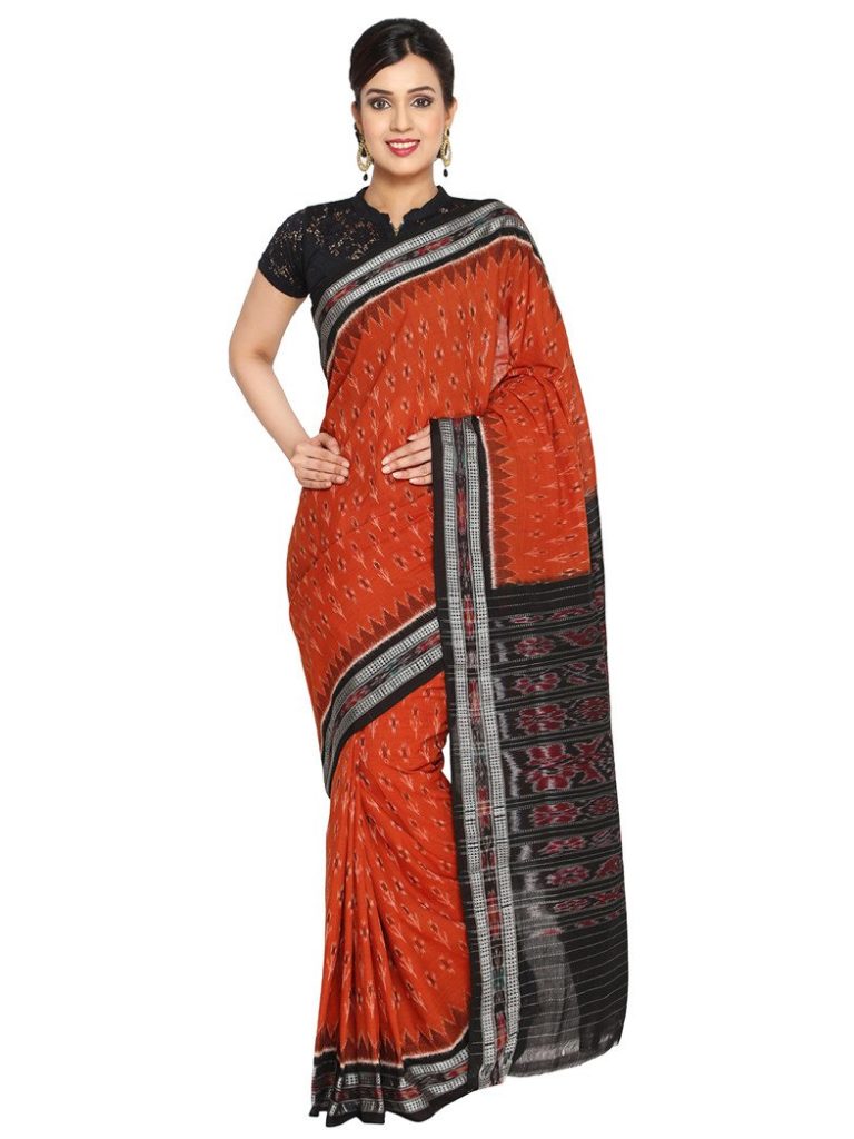 Red Bandhej Checks Woven Gharchola Saree in Gaji Silk with...