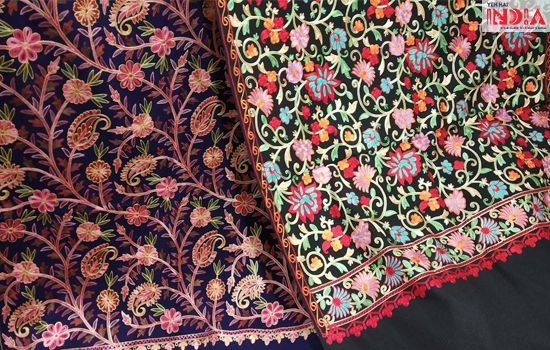 Kashmiri embroidery is primarily done on shawls and regional garments