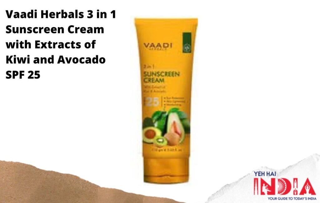 Vaadi Herbals 3 in 1 Sunscreen Cream with Extracts of Kiwi and Avocado SPF 25