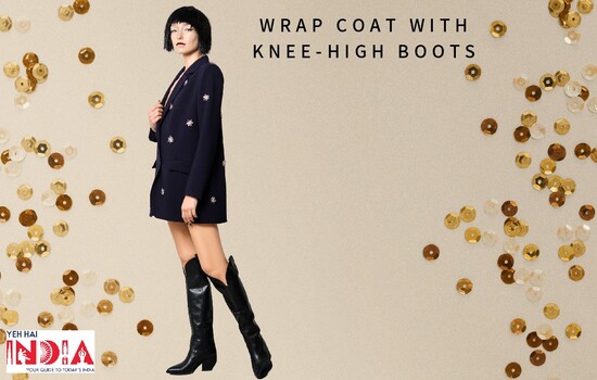 Wrap Coat with Knee-High Boots