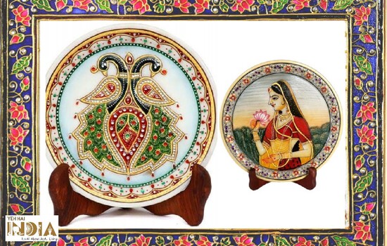 Art  Gift House Rajasthani Elephant Gold Meenakari Marble Painting 393   Amazonin Home  Kitchen