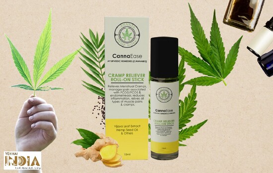 CannaEase Cramp Reliever Roll-On Stick packaging