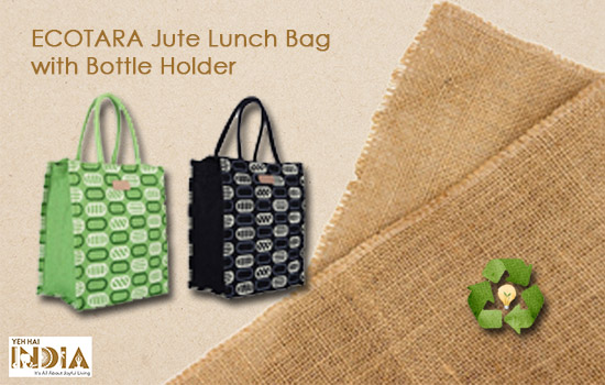 ECOTARA Jute Lunch Bag with Bottle Holder