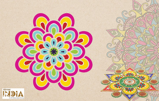 100yellow® Diwali Rangoli Vinyl PVC Self Adhesive Floor Sticker