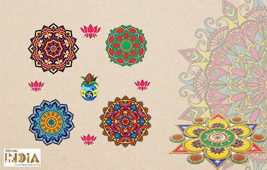 Decor Kafe Floral Rangoli Combo Sticker