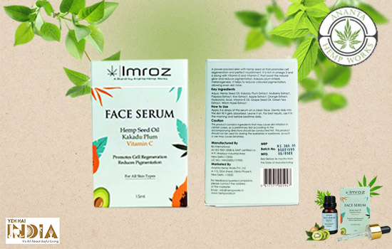 Imroz Vitamin C Face Serum from Ananta Hemp Works Product Packaging