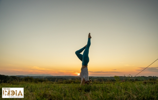 Headstand on International Day of Yoga